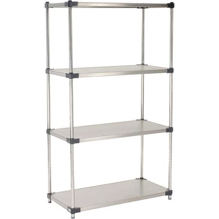 Nexel 5 Tier Solid Stainless Steel Shelving Starter Unit, 36W x 24D x 74H 24367SS5